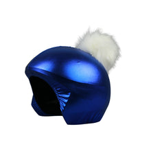Load image into Gallery viewer, Coolcasc Exclusive Helmet Cover Blue White Pom