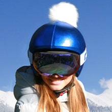 Load image into Gallery viewer, Coolcasc Exclusive Helmet Cover Blue White Pom