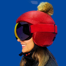 Load image into Gallery viewer, Coolcasc-Exclusive Helmet Cover Red Brown Pom