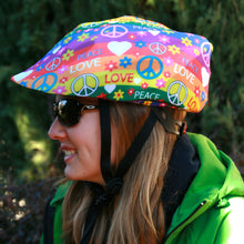 Load image into Gallery viewer, Coolcasc Bike Helmet Cover Peace &amp; Flowers
