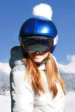 Load image into Gallery viewer, Coolcasc Exclusive Helmet Cover Blue White Pom
