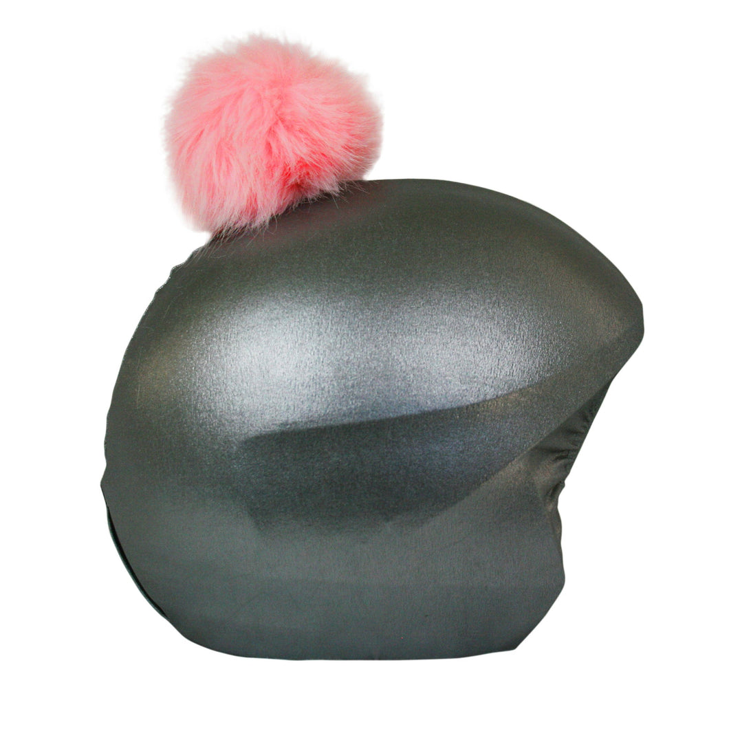 Coolcasc Exclusive Helmet Cover Grey Pink Pom