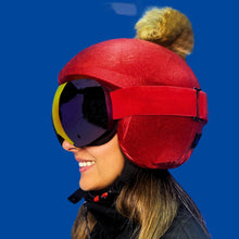 Load image into Gallery viewer, Exclusive Helmet Cover Red Brown Pom
