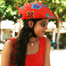 Load image into Gallery viewer, Coolcasc Bike Helmet Cover Hippy Flowers.

