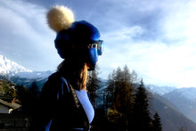 Load image into Gallery viewer, Coolcasc Exclusive Helmet Cover Blue White Pom

