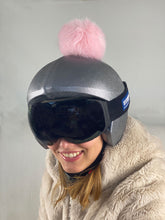 Load image into Gallery viewer, Coolcasc Exclusive Helmet Cover Grey Pink Pom
